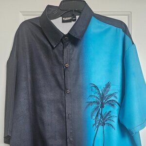 3XL cotton blend button-up shirt, Eleven Oasis Hawaiian style with palm tree